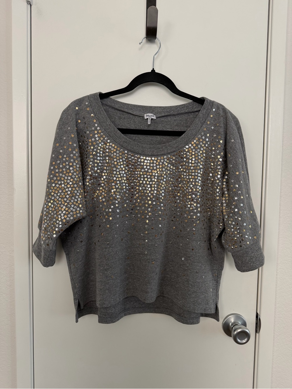 Splendid Gray Sequin Sweatshirt